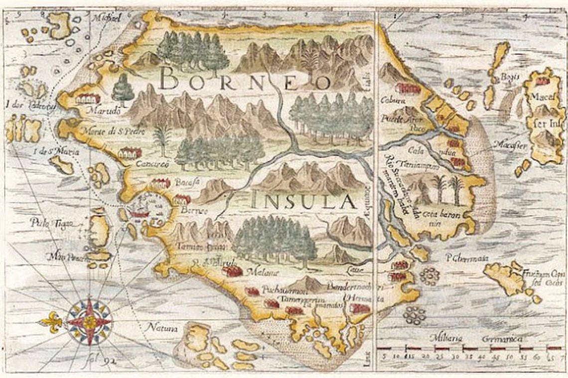 Map of Borneo, part of the Sultanate of Brunei.
